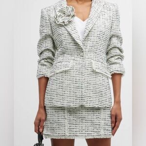 Cinq A Sept Priscilla Ivory/Navy tweed blazer 4